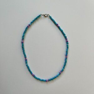 Handmade Blue and Purple Seed Bead Layering Necklace
